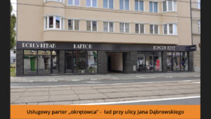 Usługowy parter "okrętowca" - ład przy ulicy Jana Dąbrowskiego